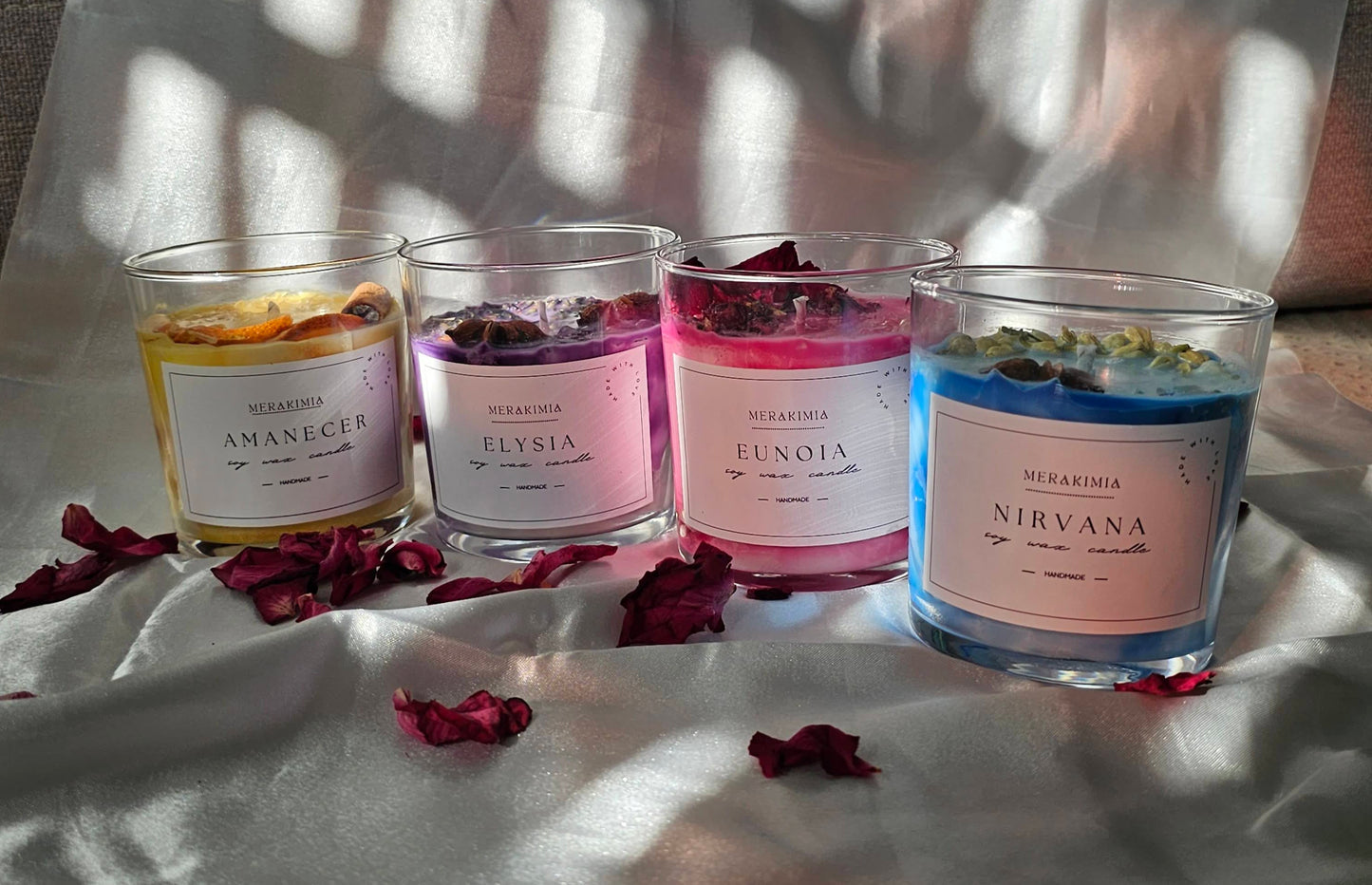 Pack 4 Velas Aromáticas Grandes – Aromaterapia y Relajación – Merakimia