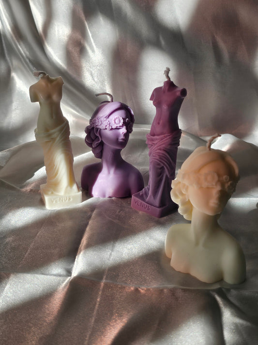 Pack Musa & Venus - Set de 2 Velas Decorativas Escultóricas de Mujer