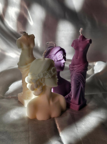 Pack Musa & Venus - Set de 2 Velas Decorativas Escultóricas de Mujer