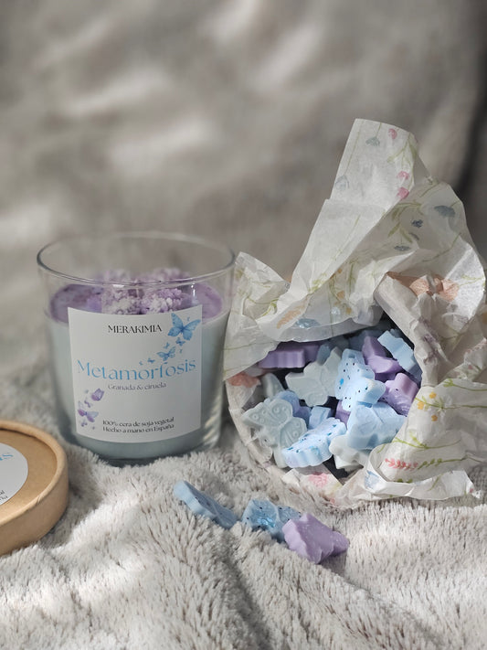Pack Vela + Wax Melts Metamorfosis – Granada y ciruela