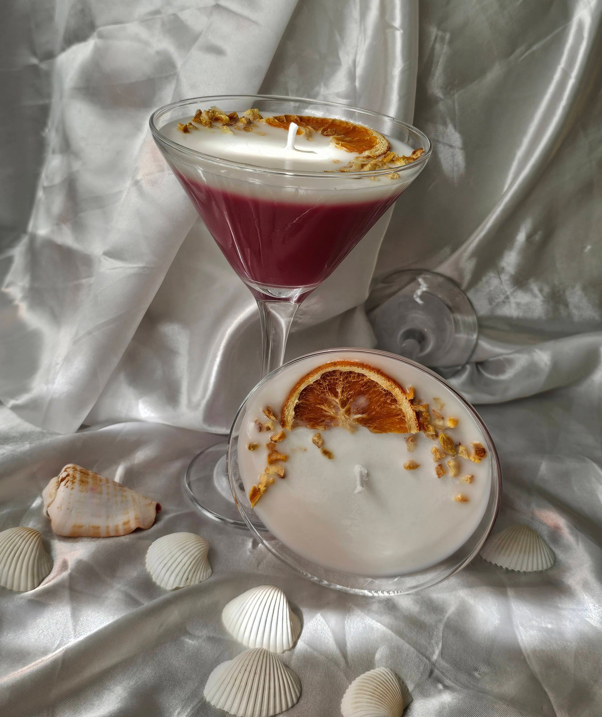 vela en copa de martini de frambuesa y limon